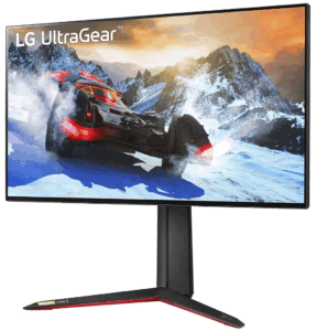 LG UltraGear 27GP950-B 27-inch 4K Nano IPS gaming monitor with racing game display