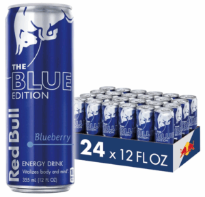 24-pack of Red Bull Blue Edition energy drink in 12 oz cans with blueberry flavor