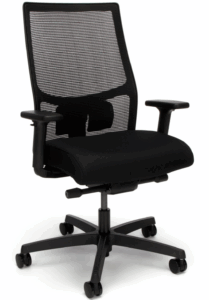 HON Ignition 2.0 black mesh ergonomic office chair with adjustable arms and lumbar support