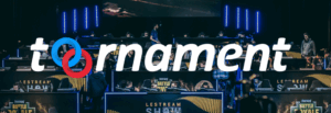 Toornament logo over a Fortnite esports stage setup during LeStream Battle