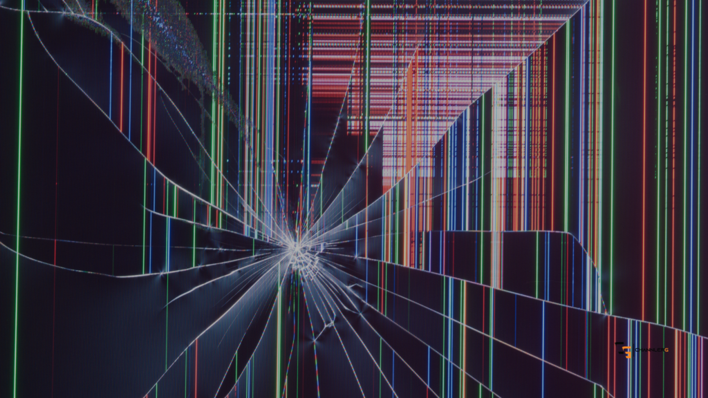 Cracked digital screen with vibrant rainbow-colored distortion lines and ChannlerG watermark