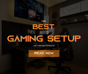 Minimalist gaming and streaming setup with ChannlerG branding and dual-monitor display.