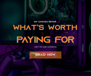 Gaming PC with controller and RGB lighting promoting blog post on gear worth paying for.