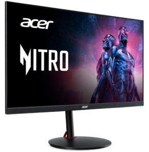 Acer Nitro gaming monitor with slim bezels displaying a sci-fi themed image on screen.