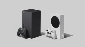 Xbox Series X and Xbox Series S consoles with their respective wireless controllers on a neutral background.
