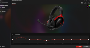 HyperX NGENUITY software showing Cloud III S Wireless headset with custom equalizer settings.