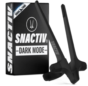 SNACTIV Dark Mode finger chopsticks for gamers with product packaging.
