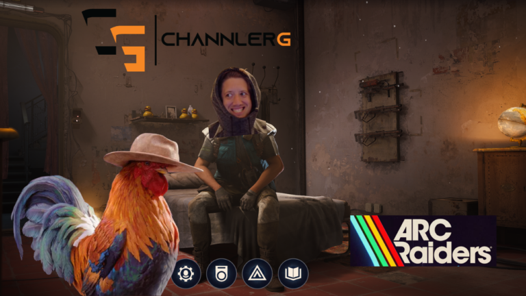 Custom ARC Raiders thumbnail featuring ChannlerG branding with a character sitting in a safehouse and a rooster wearing a cowboy hat.