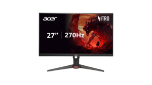 Acer Nitro 27-inch gaming monitor with 270Hz refresh rate displayed with fantasy game artwork.