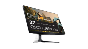 Alienware 27-inch QHD gaming monitor with 280Hz refresh rate and AMD FreeSync Premium Pro.