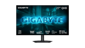 Gigabyte 27-inch QHD OLED gaming monitor with 240Hz refresh rate, FreeSync Premium, and G-SYNC compatibility.