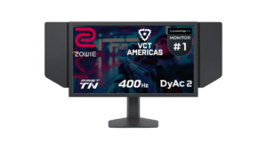 BenQ ZOWIE esports gaming monitor with side shields, 400Hz refresh rate, and DyAc 2 motion clarity technology.