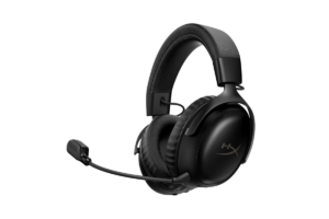HyperX Cloud III Wireless gaming headset with detachable boom microphone, over-ear earcups, and black wireless design for PC, PlayStation, and Xbox gaming.