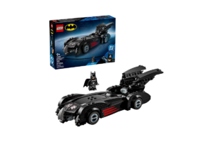 LEGO Classic TV Series Batmobile Set 76333 featuring the iconic 1960s Batman television Batmobile with opening cockpit and Batman minifigure displayed beside the official LEGO set packaging.