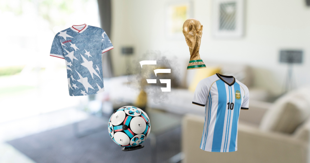 Featured image showing World Cup-inspired collectibles, including USA and Argentina soccer jerseys, a World Cup trophy, and a LEGO soccer ball around the ChannlerG logo.