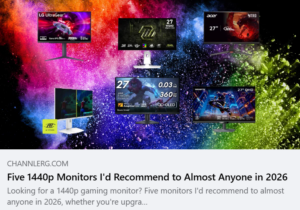 Featured image comparing five recommended 1440p gaming monitors in 2026, including OLED, IPS, ultrawide, and high-refresh-rate displays from LG, Acer, Gigabyte, AOC, and MSI.