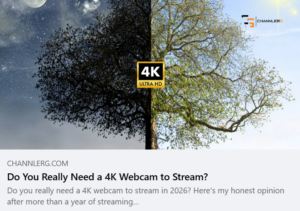 Split image showing a tree in low light versus daylight with a 4K Ultra HD badge, illustrating whether a 4K webcam makes a noticeable difference for streaming.