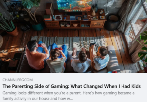 Family sitting together on a couch playing video games in the living room, showing gaming as a shared family activity.