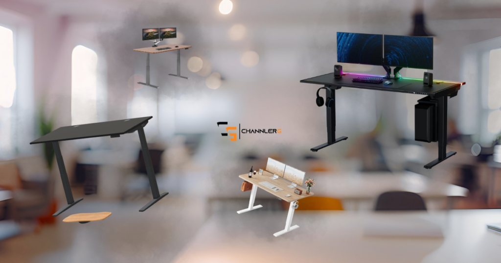 Comparison of popular electric standing desks for gaming and home office setups, including premium and budget adjustable desk options.