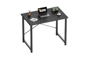 DUMOS 32-inch small black computer desk with laptop and home office accessories