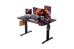 ErGear 48 x 24-inch electric standing desk with dual monitors, laptop, tablet, and adjustable-height controls