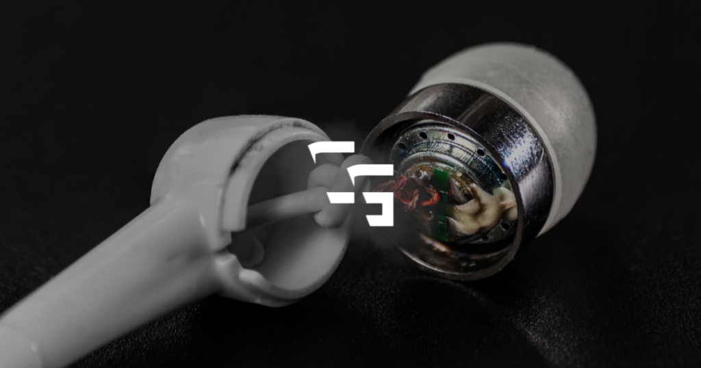 Broken earbud revealing the internal driver, featured image for ChannlerG’s SIMGOT EW300 review update