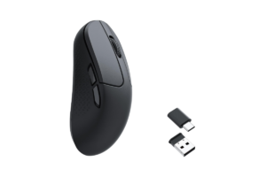 Keychron M3 Mini Wireless black gaming mouse with USB-C and USB wireless receivers