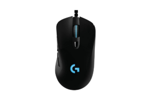 Logitech G403 HERO wired gaming mouse in black with blue lighting