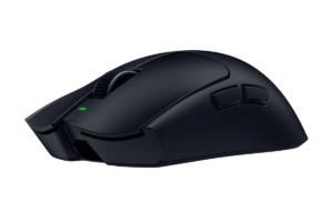 Razer Viper V4 Pro black wireless gaming mouse with scroll wheel and two side buttons.