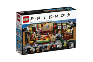 LEGO Ideas Central Perk set featuring the iconic Friends coffee shop with the full cast of minifigures, detailed café interior, and retail packaging.