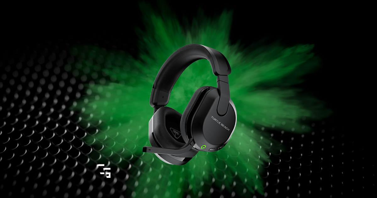 Turtle Beach wireless gaming headset with boom microphone on a green gaming background