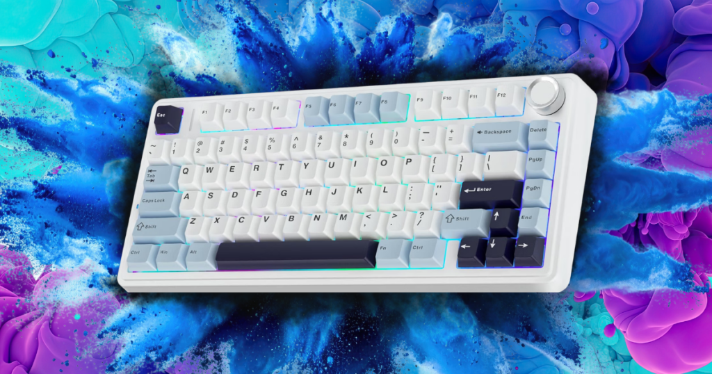 White RGB gaming keyboard featured for the best gaming keyboards under $100 in 2026