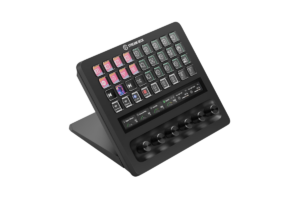 Elgato Stream Deck + XL control platform with customizable LCD keys, touch strip, and control dials