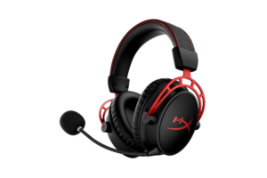 HyperX Cloud Alpha Wireless gaming headset in black and red with boom microphone
