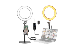 NEEWER RH12B 12-inch desk ring light with phone holder, adjustable stand, and color temperature settings