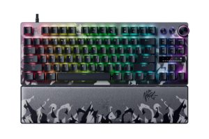 Razer Huntsman V3 Pro TKL Niko Edition gaming keyboard with RGB lighting and wrist rest