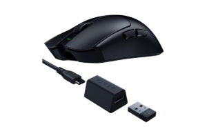 Razer Viper V3 Pro SE black wireless gaming mouse with USB receiver and charging cable
