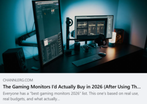 Dual-monitor gaming and content creation setup with one vertical monitor and one horizontal display