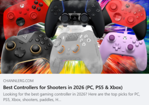 Gaming controllers for PC, PS5, and Xbox featured in a best controllers for shooters in 2026 guide
