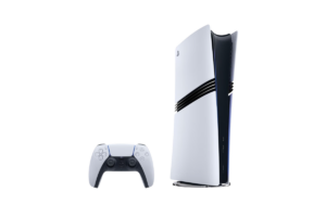 PlayStation 5 Pro console with white DualSense wireless controller