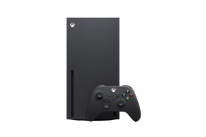 Xbox Series X console with black Xbox wireless controller