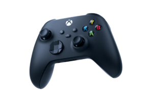 Black Xbox wireless controller with thumbsticks, D-pad, and colored ABXY buttons