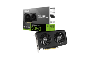 ASUS Prime NVIDIA GeForce RTX 5070 12GB graphics card with triple-fan cooling displayed alongside its retail packaging