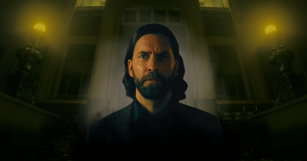Alan Wake standing in the eerie Dark Place in Alan Wake 2