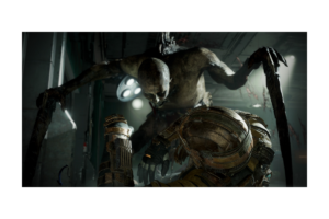 Isaac Clarke attacked by a Necromorph during a dark combat scene in the Dead Space remake