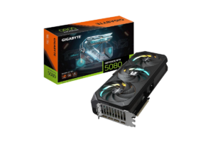 GIGABYTE GeForce RTX 5080 Gaming OC 16GB graphics card with triple-fan RGB cooling and retail packaging