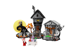 LEGO Disney Tim Burton’s The Nightmare Before Christmas set with Jack Skellington, Sally, Zero, and Halloween Town buildings